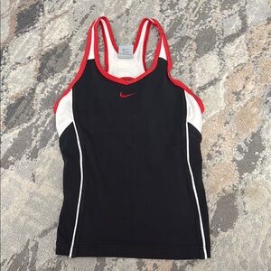 Vintage Nike Black White and Red Fitted Tank Top